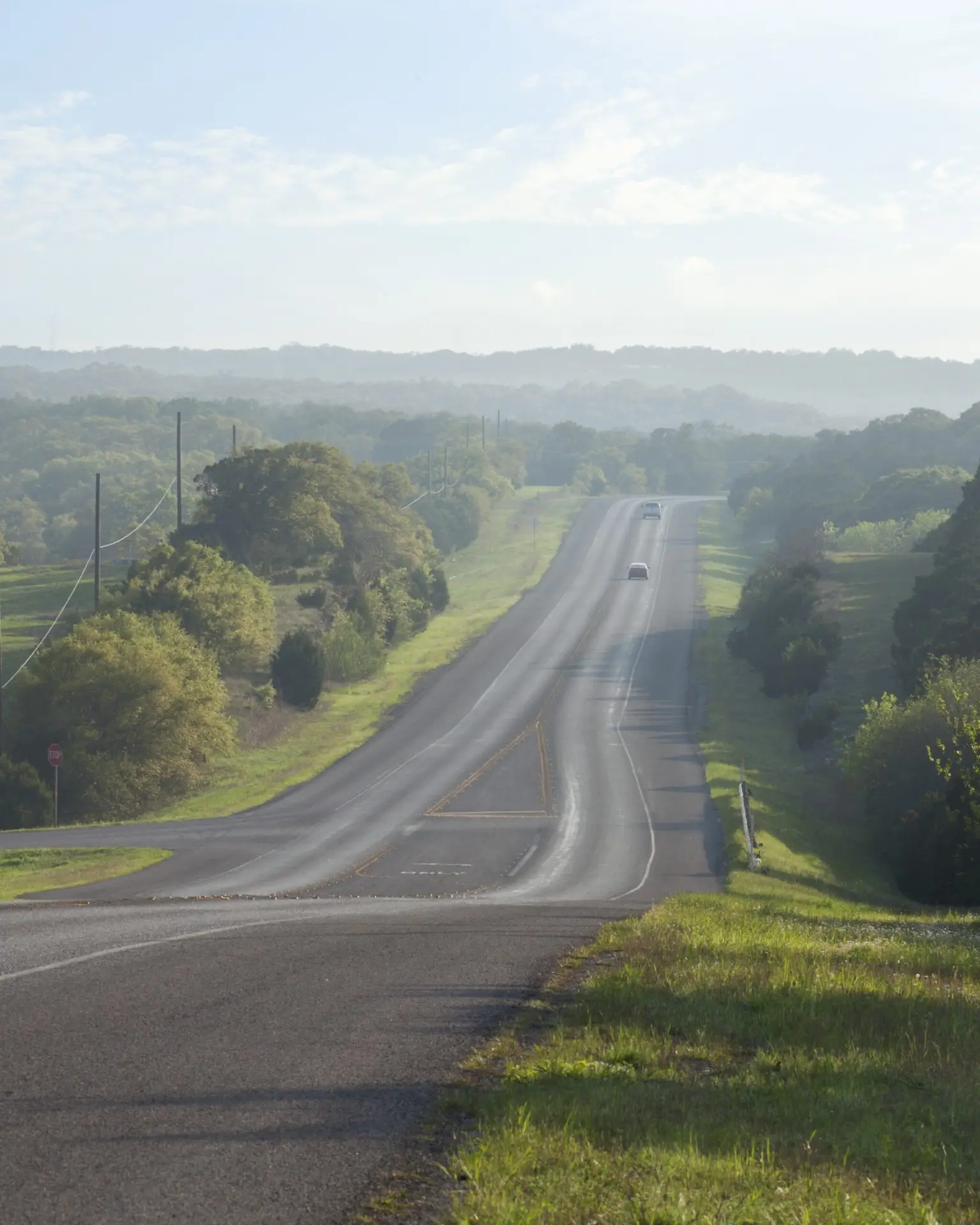 Road in the Texas Hill Country near sundown